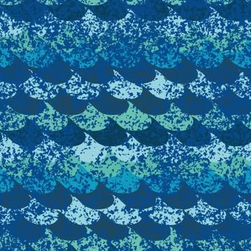 Seamless vector pattern with textured ocean waves イラスト素材