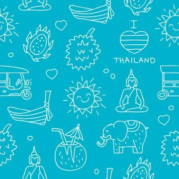 Seamless vector pattern of Thai icons Stock Illustration
