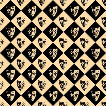 Seamless vector pattern of Theatrical mask 스톡 일러스트