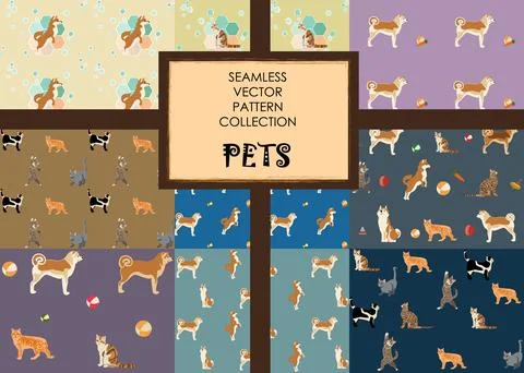 Seamless vector pattern on the theme Pets Stock Illustration