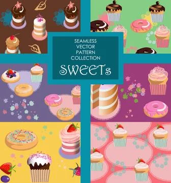 Seamless vector pattern on the theme Sweets Stock Illustration
