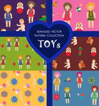 Seamless vector pattern on the theme Toys Stock Illustration