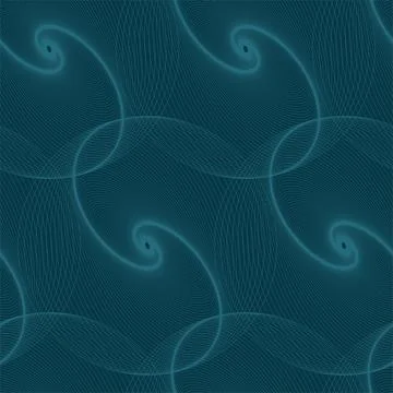 Seamless vector pattern tile with linear spirals balls in dark green. Illustrazione stock