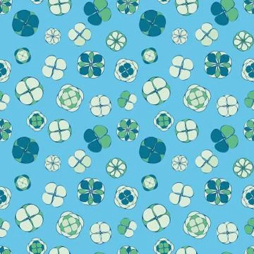 Seamless vector pattern with top view cactus doodles on a blue backround Illustrazione stock