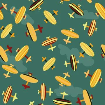 Seamless vector pattern with toy planes invintage colors Stock-Illustration