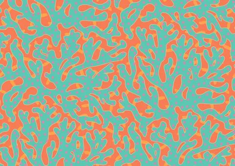 Seamless vector pattern with trailing corals and algae. Trendy peach fuzz Stock Illustration