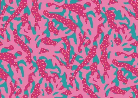 Seamless vector pattern with trailing corals and algae. Trendy peach fuzz Stock Illustration