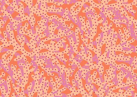 Seamless vector pattern with trailing corals and algae. Trendy peach fuzz Stock Illustration