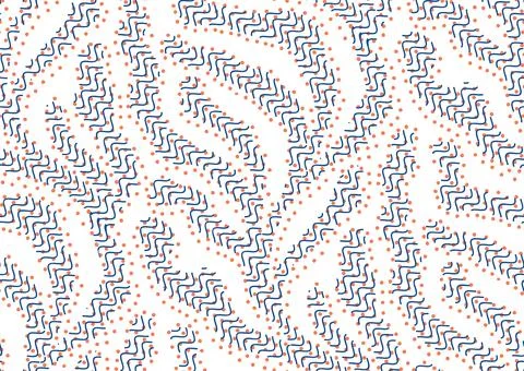 Seamless vector pattern with trailing hatched textured corals and algae. Trendy Stock Illustration