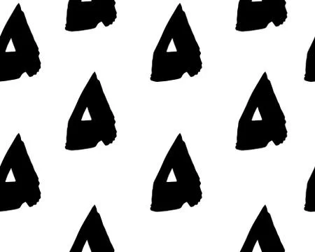 Seamless vector pattern with triangle, black on white. Hand drawn. Vector 스톡 일러스트