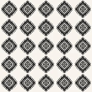 Seamless vector pattern. Tribal geometric motif stripes. Hand drawn diamond Stock Illustration