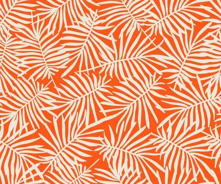 Seamless vector pattern. Tropical overlapping palm leaves background, botanical Illustrazione stock