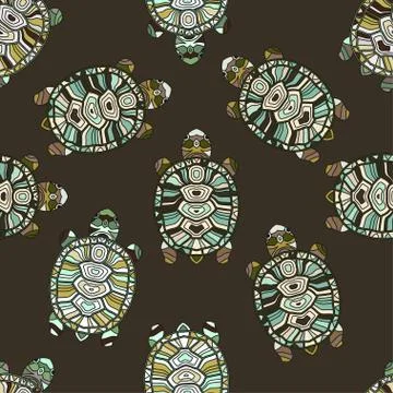 Seamless vector pattern with turtles Illustrazione stock