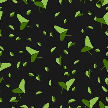A seamless vector pattern with two-color leaves evenly scattered on a dark .. イラスト素材