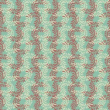 Seamless vector pattern with two colores of leaveson a mint green background Illustrazione stock