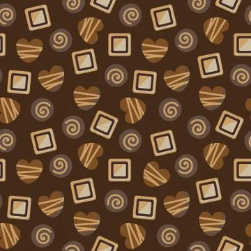 Seamless vector pattern with a variety o milk and white chocolate pralines Stock-Illustration