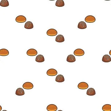 Seamless vector pattern with various delicious chocolate candies and sweets. Stock Illustration