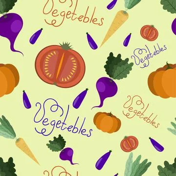 Seamless vector pattern with vegetables Illustrazione stock