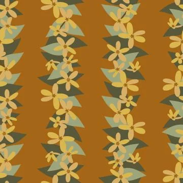 Seamless vector pattern with vertical stripes of yellow flowers Stock Illustration