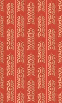 Seamless vector pattern on vertical stripes with leaves, flowers and buds. Stock Illustration