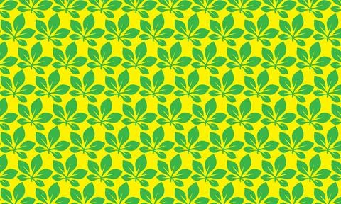 Seamless vector pattern of vintage green and yellow leaves for a retro floral ba Stock Illustration