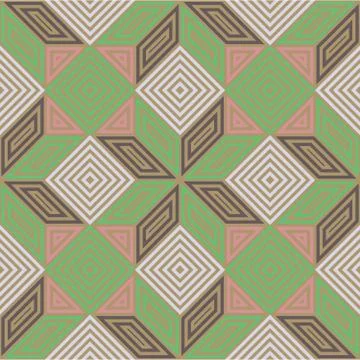 Seamless vector pattern, vintage pastel colours, square mosaic 库存插图