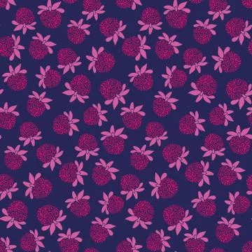 Seamless vector pattern with violet raspberries on a dark background Illustrazione stock