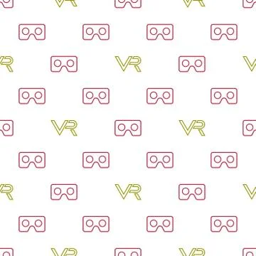 Seamless Vector Pattern With VR Logos Stock Illustration
