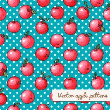 Seamless vector pattern with watercolor apples Stock Illustration