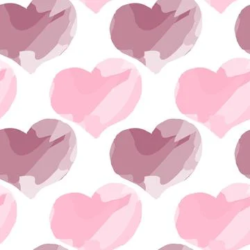 Seamless vector pattern with watercolors shape heart Illustrazione stock