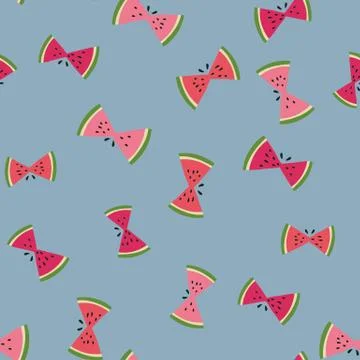 Seamless vector pattern with watermelon butterflies Stock Illustration