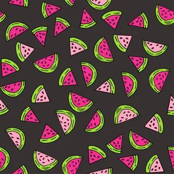 Seamless vector pattern with watermelon Stock Illustration