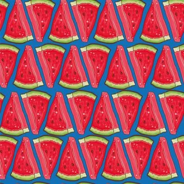 Seamless vector pattern with watermelon Stock Illustration