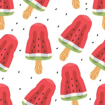 Seamless vector pattern of watermelon slices for print design Stock Illustration
