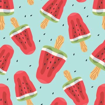 Seamless vector pattern of watermelon slices for print design Stock Illustration