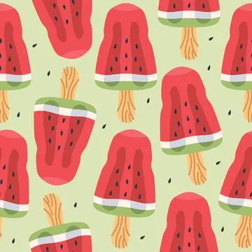 Seamless vector pattern of watermelon slices for print design Stock Illustration