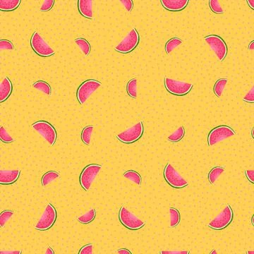 Seamless vector pattern of watermelons. Illustration in cartoon style. Stock Illustration