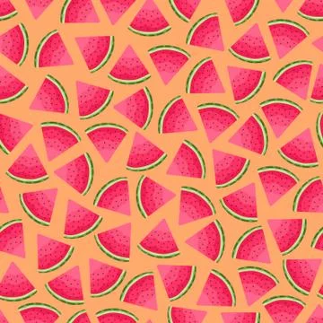 Seamless vector pattern of watermelons. Illustration in cartoon style. Stock Illustration