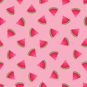 Seamless vector pattern of watermelons. Illustration in cartoon style. Stock Illustration