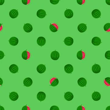 Seamless vector pattern of watermelons. Illustration in cartoon style. Illustrazione stock