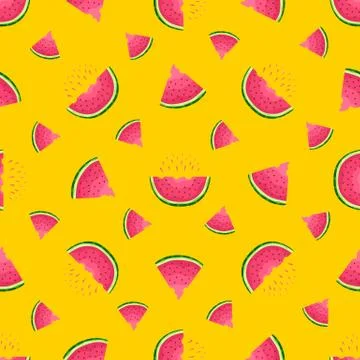 Seamless vector pattern of watermelons. Illustration in cartoon style. Stock Illustration