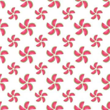 Seamless vector pattern of watermelons. Illustration in cartoon style. Illustrazione stock