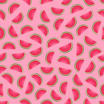 Seamless vector pattern of watermelons. Illustration in cartoon style. Stock Illustration