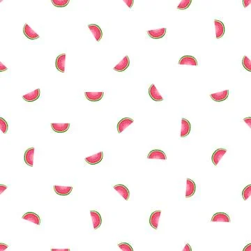Seamless vector pattern of watermelons. Illustration in cartoon style. Stock Illustration