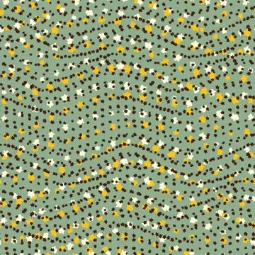 Seamless vector pattern with wavy lines made of small simpole floral shapes Stock Illustration