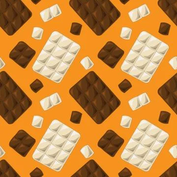 Seamless vector pattern with white and dark chocolate Stock Illustration