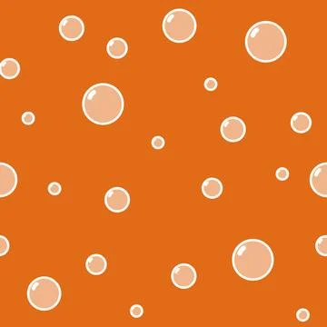 Seamless vector pattern, white bubbles on orange, fizzy drink, great for textile Stock Illustration