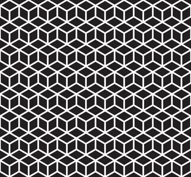Seamless Vector Pattern with White Geometric Isometric Cubes 스톡 일러스트
