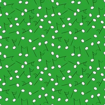 Seamless vector pattern with white music notes on a vivid green background 스톡 일러스트