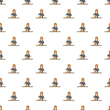 Seamless vector pattern of woman photographing food in restaurant setting 스톡 일러스트